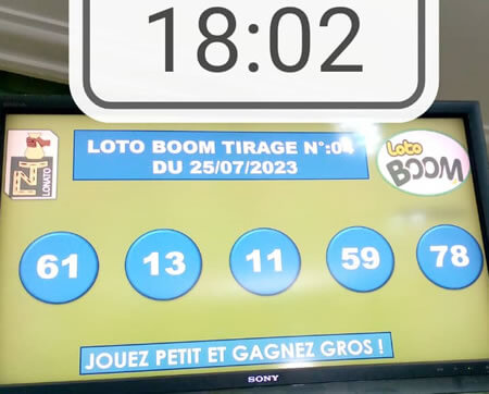Résultats Loto BOOM tirage n° 004