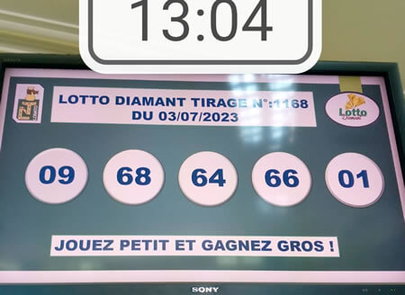 Résultats du lotto Diamant tirage 1168