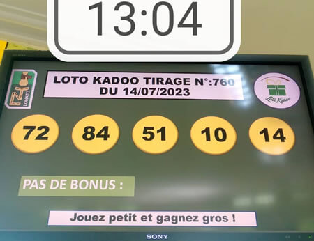 Résultats du loto Kadoo tirage 760