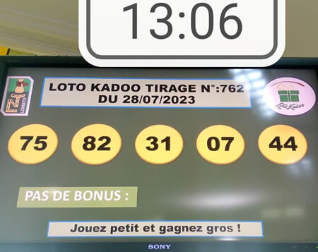 Résultats du loto Kadoo tirage 762