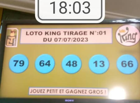 Résultats Loto KING tirage n°01