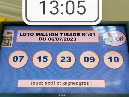 Résultats Loto MILLION tirage n°01