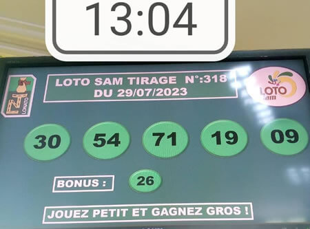 Résultats du loto SAM tirage 318