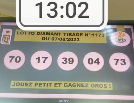 Résultats du lotto Diamant tirage 1173