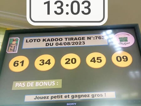 Résultats du loto Kadoo tirage 763