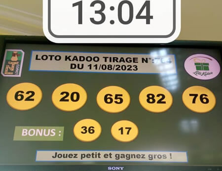 Résultats du loto Kadoo tirage 764