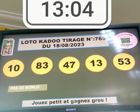 Résultats du loto Kadoo tirage 765