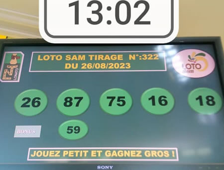 Résultats du loto SAM tirage 322
