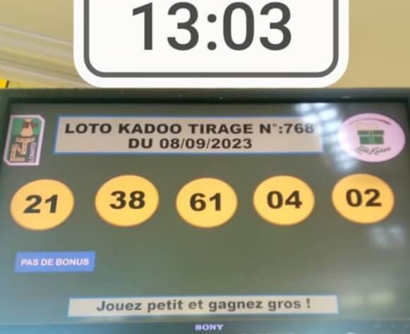 Résultats du loto Kadoo tirage 768
