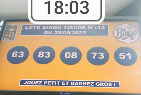 Résultats du Loto Bingo tirage n° 13
