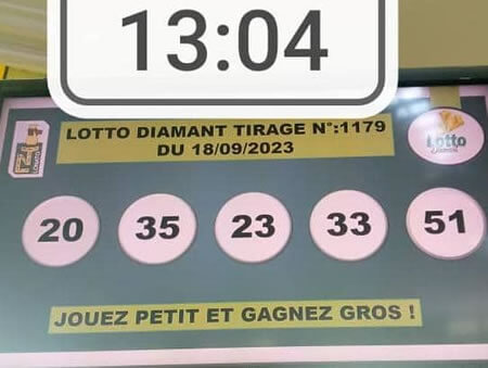 Résultats du lotto Diamant tirage 1179