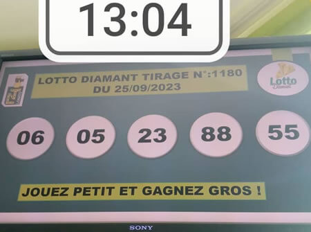 Résultats du lotto Diamant tirage 1180