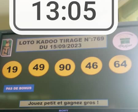 Résultats du loto Kadoo tirage 769