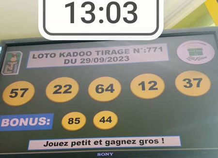 Résultats du loto Kadoo tirage 771