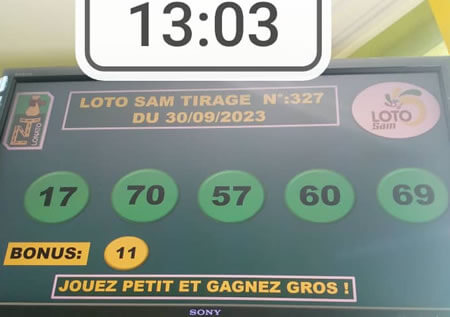Résultats du loto SAM tirage 327