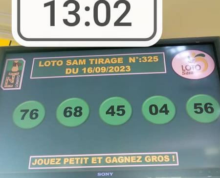 Résultats du loto SAM tirage 325