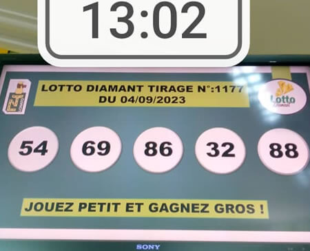 Résultats du lotto Diamant tirage 1177