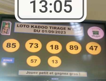 Résultats du loto Kadoo tirage 767