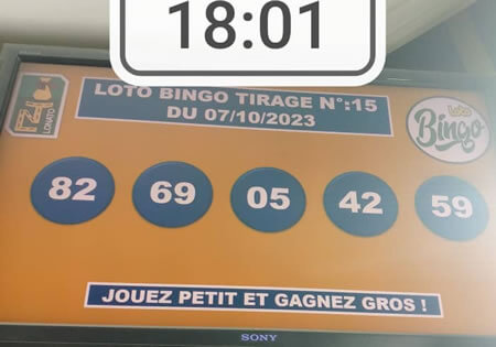 Résultats du Loto Bingo tirage n° 15