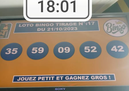 Résultats du Loto Bingo tirage 17