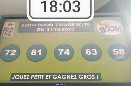 Résultats du loto Boom tirage 18