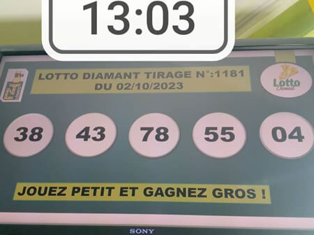 Résultats du lotto Diamant tirage 1181