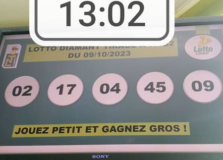 Résultats du lotto Diamant tirage 1182