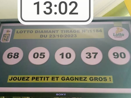 Résultats du lotto Diamant tirage 1184