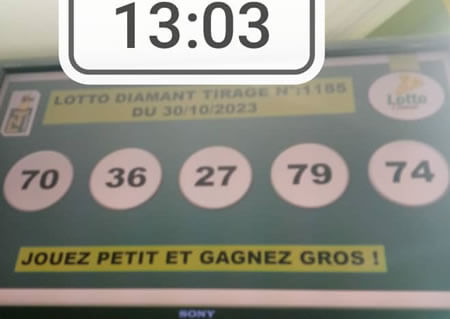 Résultats du lotto Diamant tirage 1185