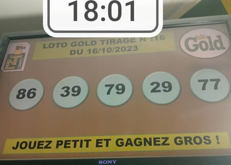 Résultats Loto Gold tirage 16