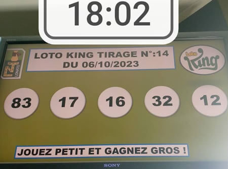 Résultats Loto KING tirage n°14