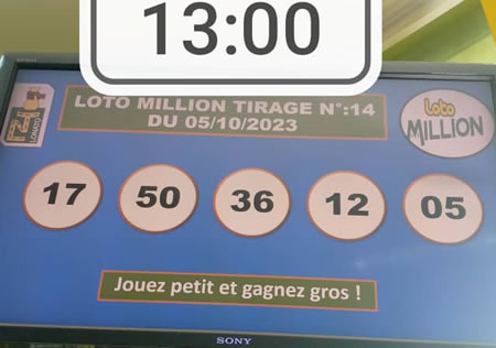 Résultats Loto MILLION tirage n°14