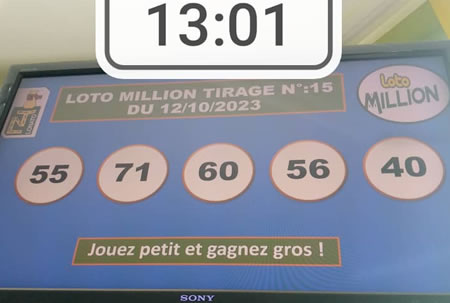 Résultats Loto MILLION tirage n°15