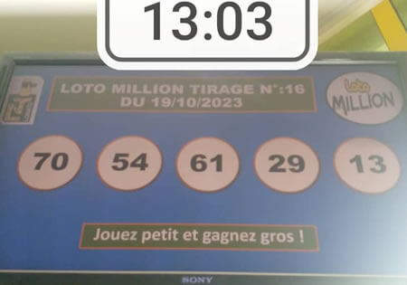 Résultats Loto MILLION tirage 16