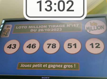 Résultats Loto MILLION tirage 17