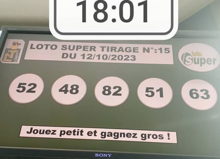 Résultats du loto Super tirage 15