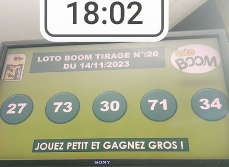 Résultats du loto Boom tirage 20