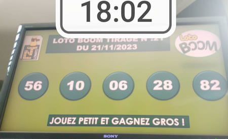 Résultats du loto Boom tirage 21