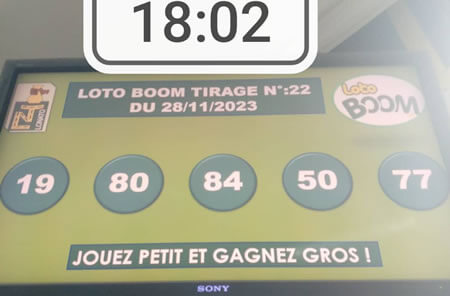 Résultats du loto Boom tirage 22