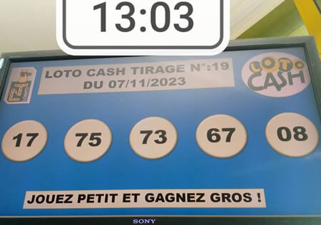 Résultats du loto Cash tirage 19