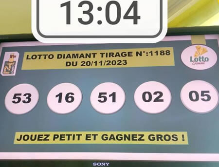 Résultats du lotto Diamant tirage 1188