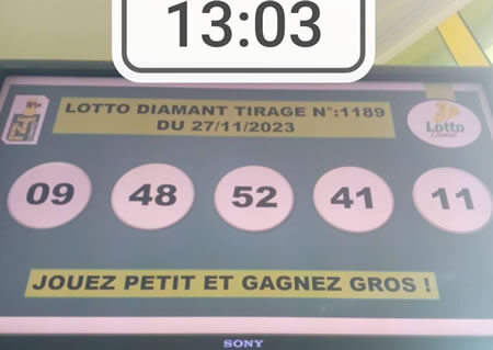 Résultats du lotto Diamant tirage 1189