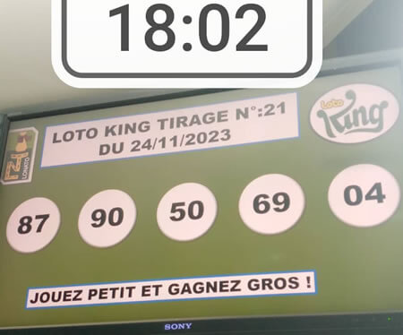 Résultats Loto KING tirage 21