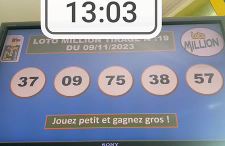Résultats Loto MILLION tirage 19