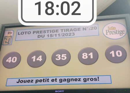 Résultats du loto Prestige tirage 20