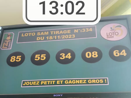 Résultats du loto SAM tirage 334