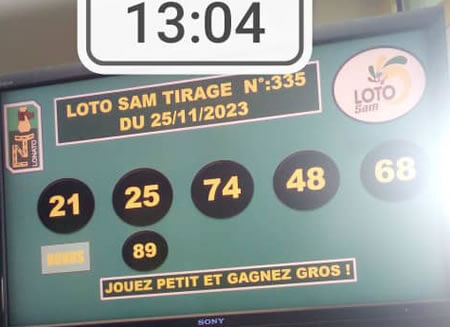 Résultats du loto SAM tirage 335