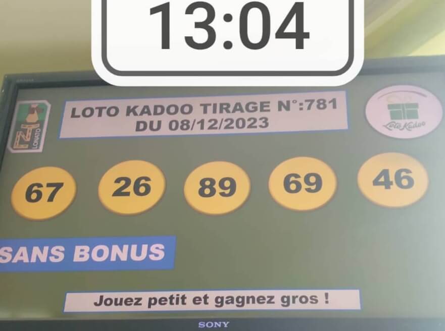 Résultats du loto Kadoo tirage 781