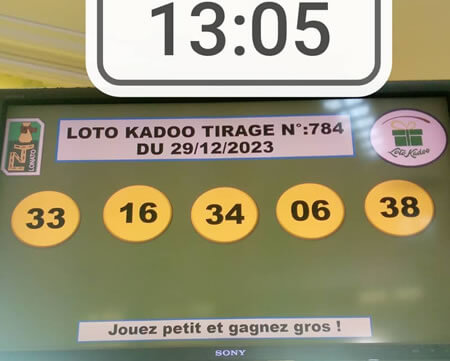 Résultats du loto Kadoo tirage 784