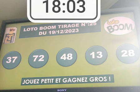 Résultats du loto Boom tirage 25